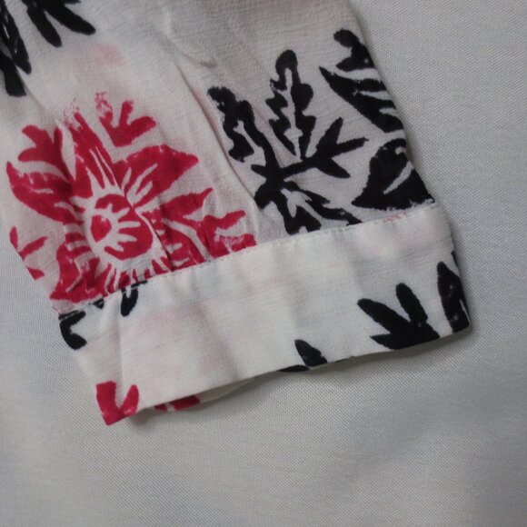 LOFT womens BLOUSE shirt SHEER floral OFF WHITE black HOT PINK career TOP SIZE S - Picture 7 of 12